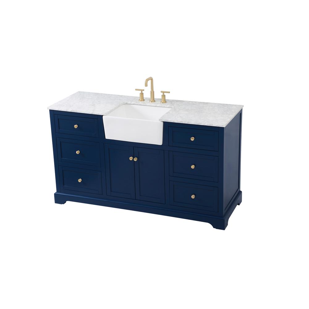 60 inch Single bathroom vanity in blue. Picture 8