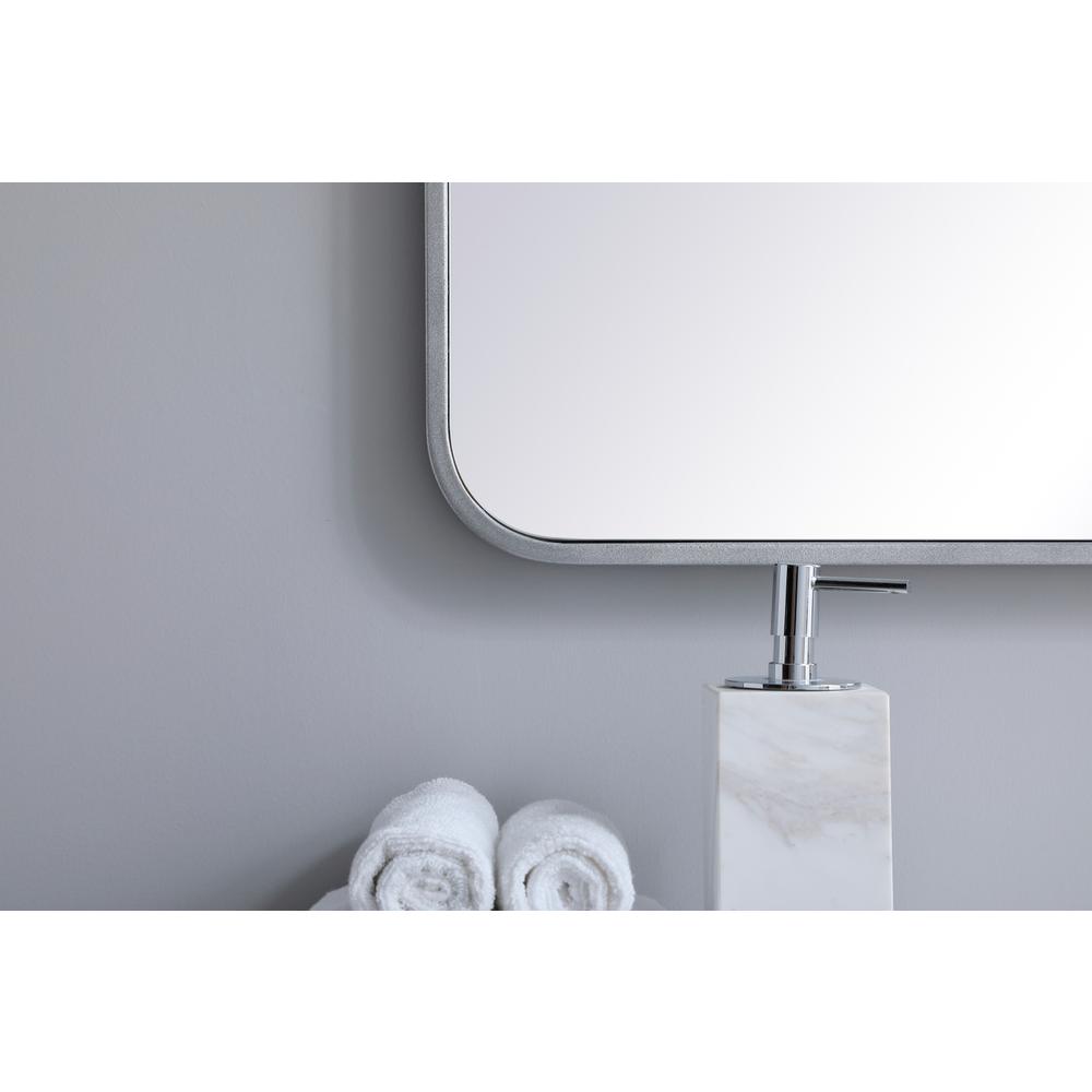 Soft corner metal rectangular mirror 24x36 inch in Silver. Picture 3