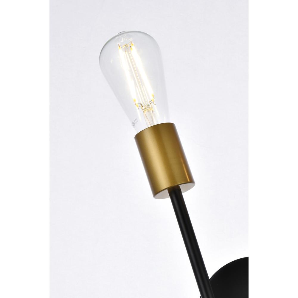 Armin 2 lights wall sconce in black with brass. Picture 3