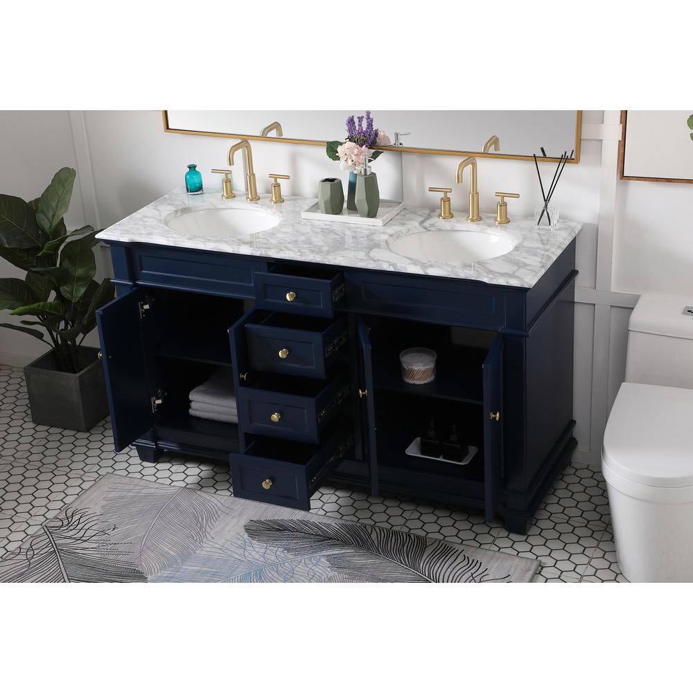 60 inch Double Bathroom Vanity set in Blue. Picture 3