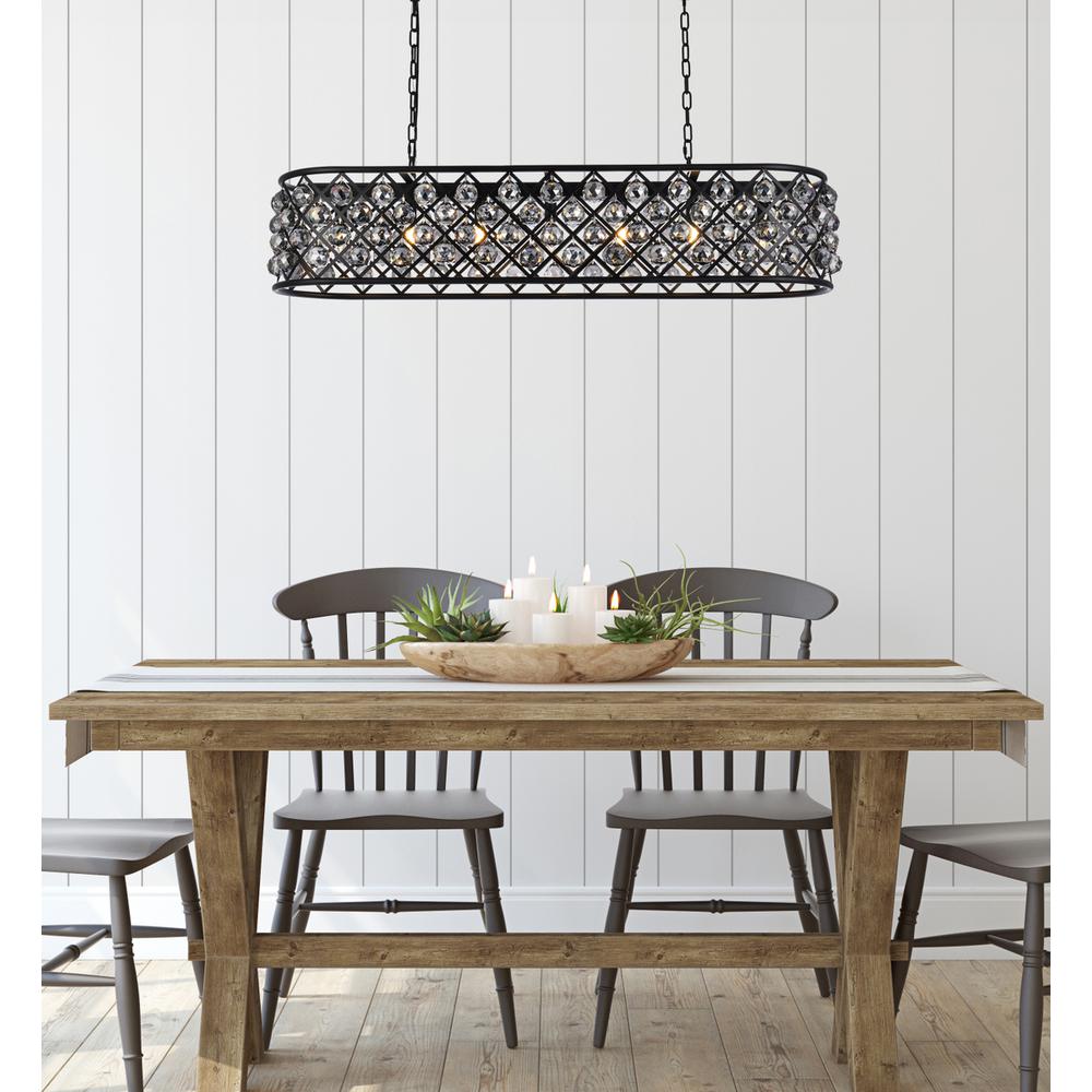 Madison 7 light Matte Black Chandelier Silver Shade (Grey) Royal Cut Crystal. Picture 8