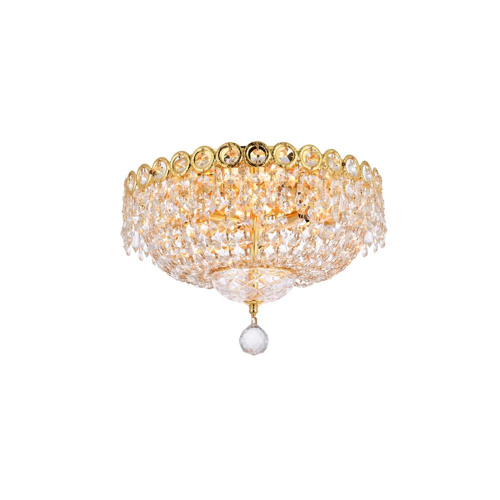 Century 4 light Gold Flush Mount Clear Royal Cut Crystal. Picture 2