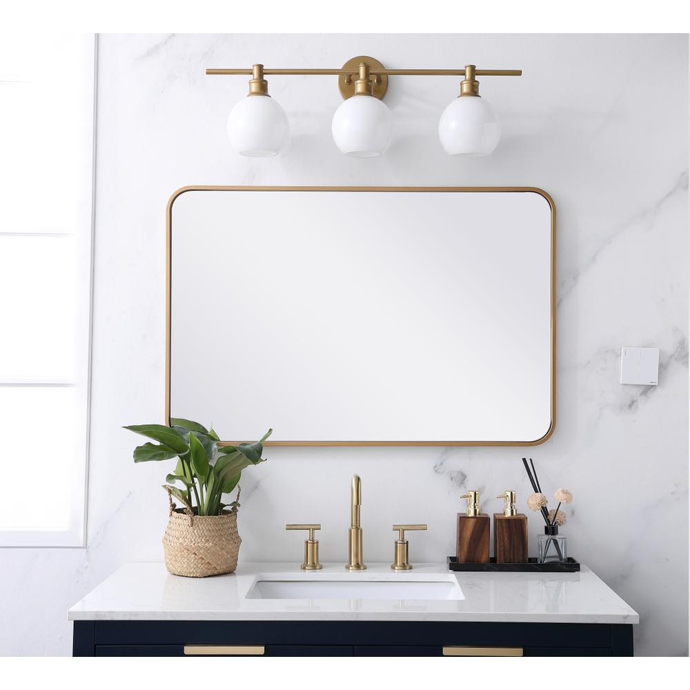 Soft corner metal rectangular mirror 24x36 inch in Brass. Picture 9