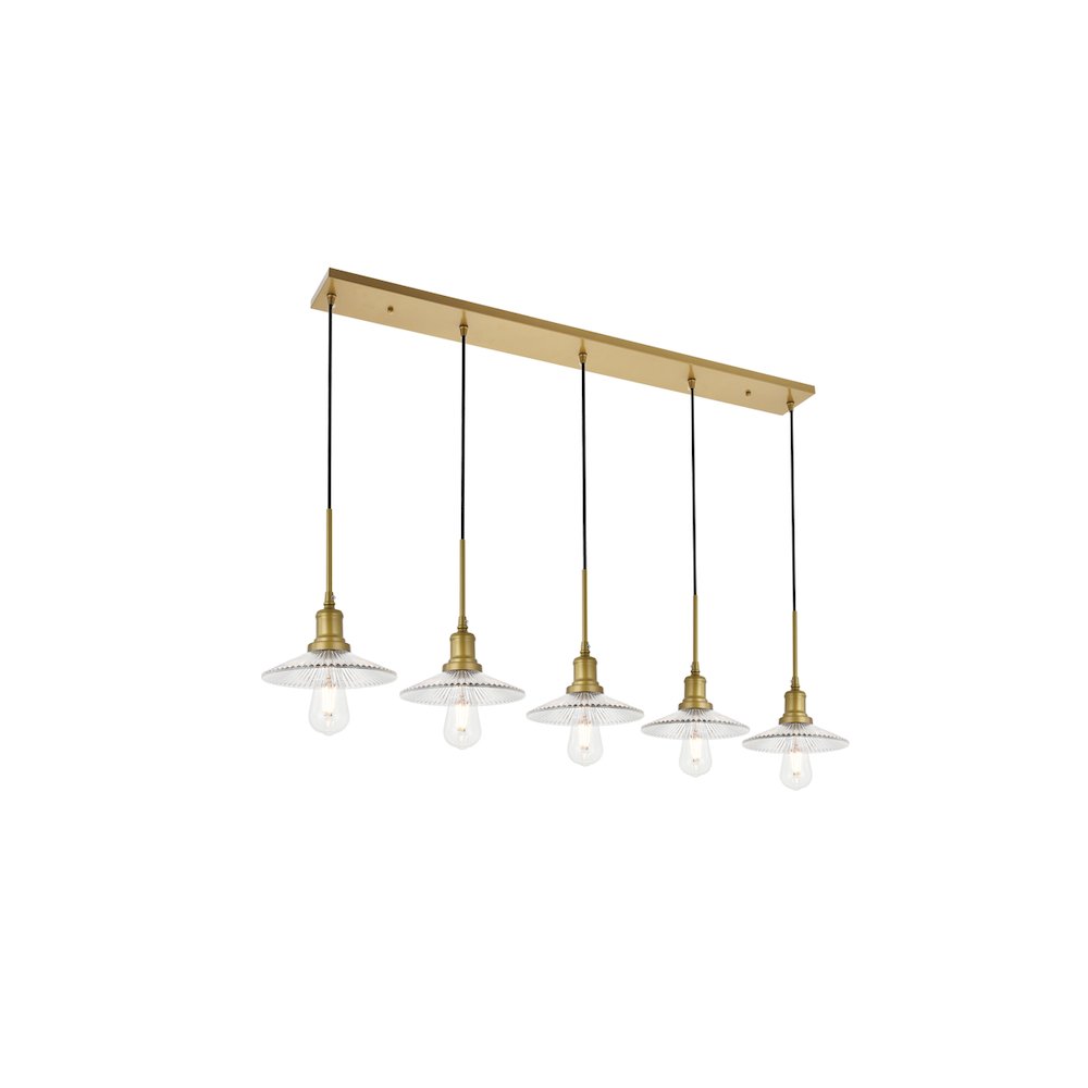 Waltz 5 Light Brass Pendant. Picture 4