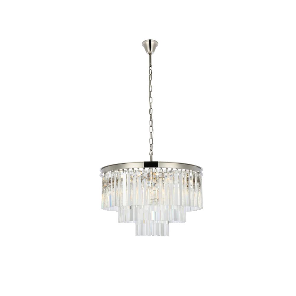 Sydney 9 light polished nickel Chandelier Clear Royal Cut Crystal. Picture 1