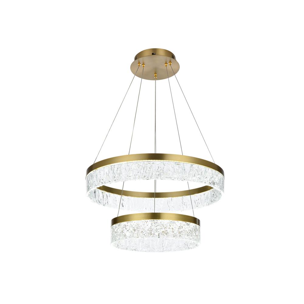 Linden 22 inch Adjustable LED chandelier in Satin Gold. Picture 3