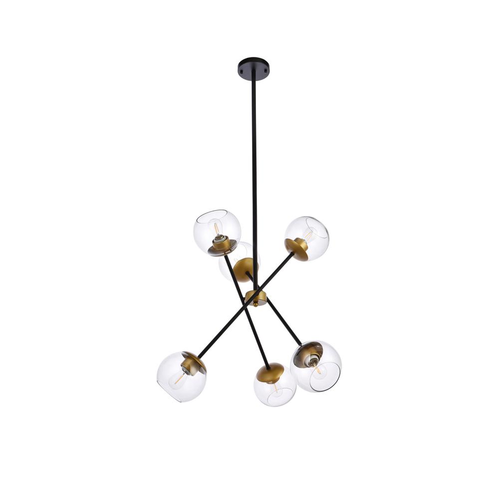 Axl 24 inch pendant in black and brass with clear shade. Picture 6