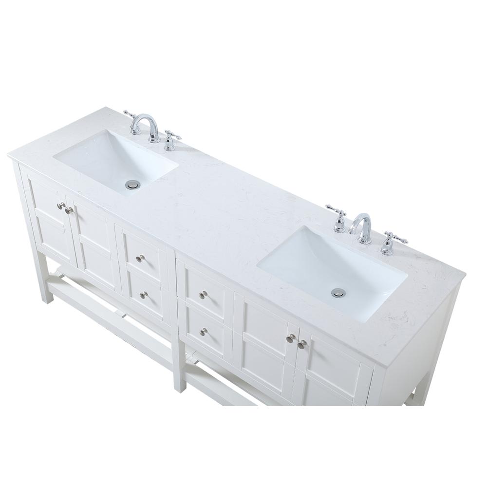 72 inch Double Bathroom Vanity in White. Picture 9