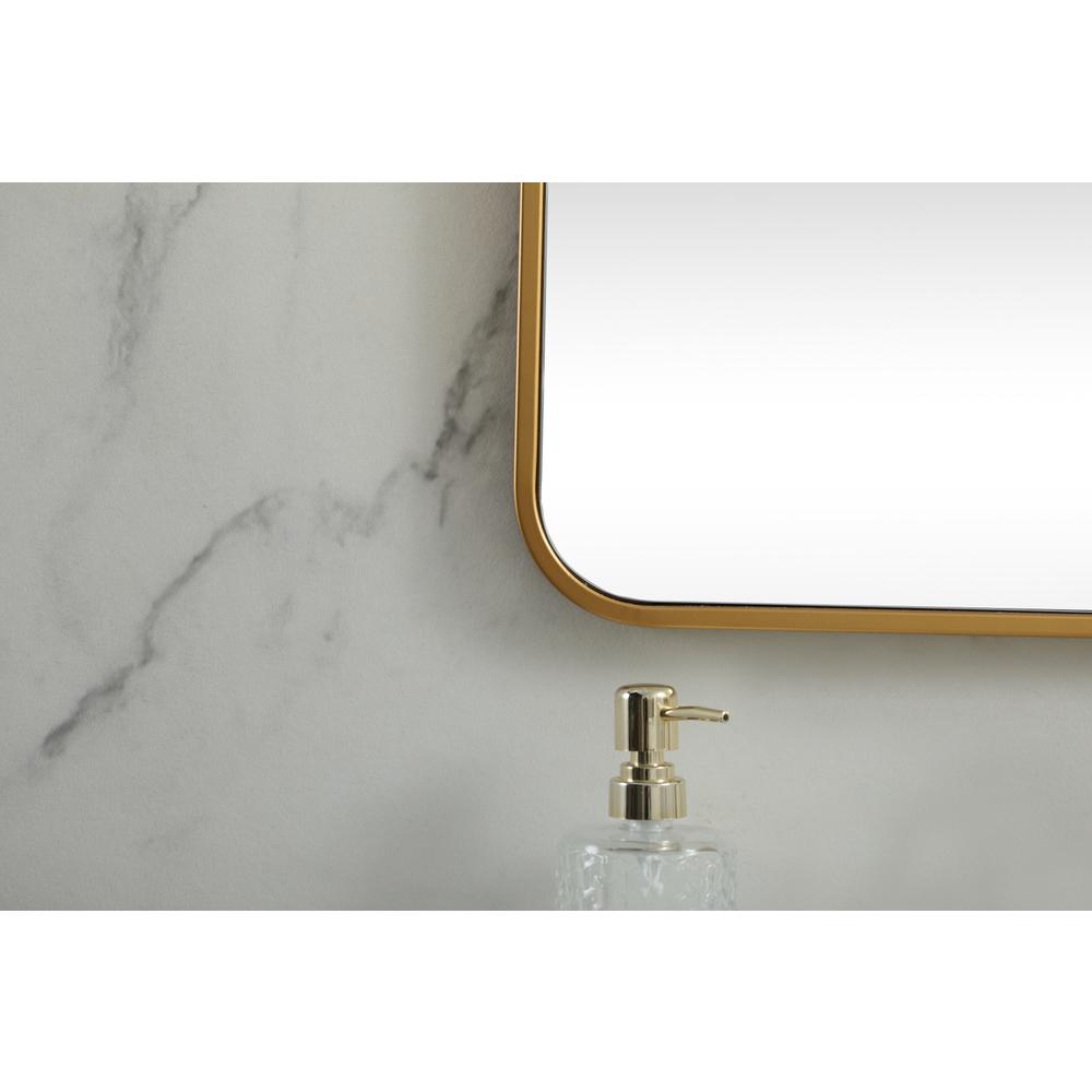 Soft corner metal square mirror 24x24 inch in Brass. Picture 5