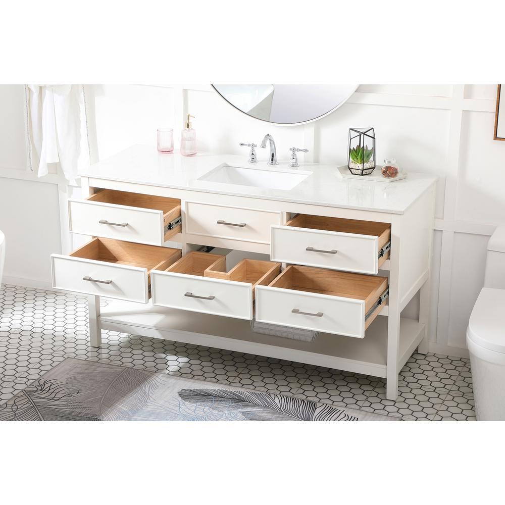60 inch Single bathroom vanity in white. Picture 3