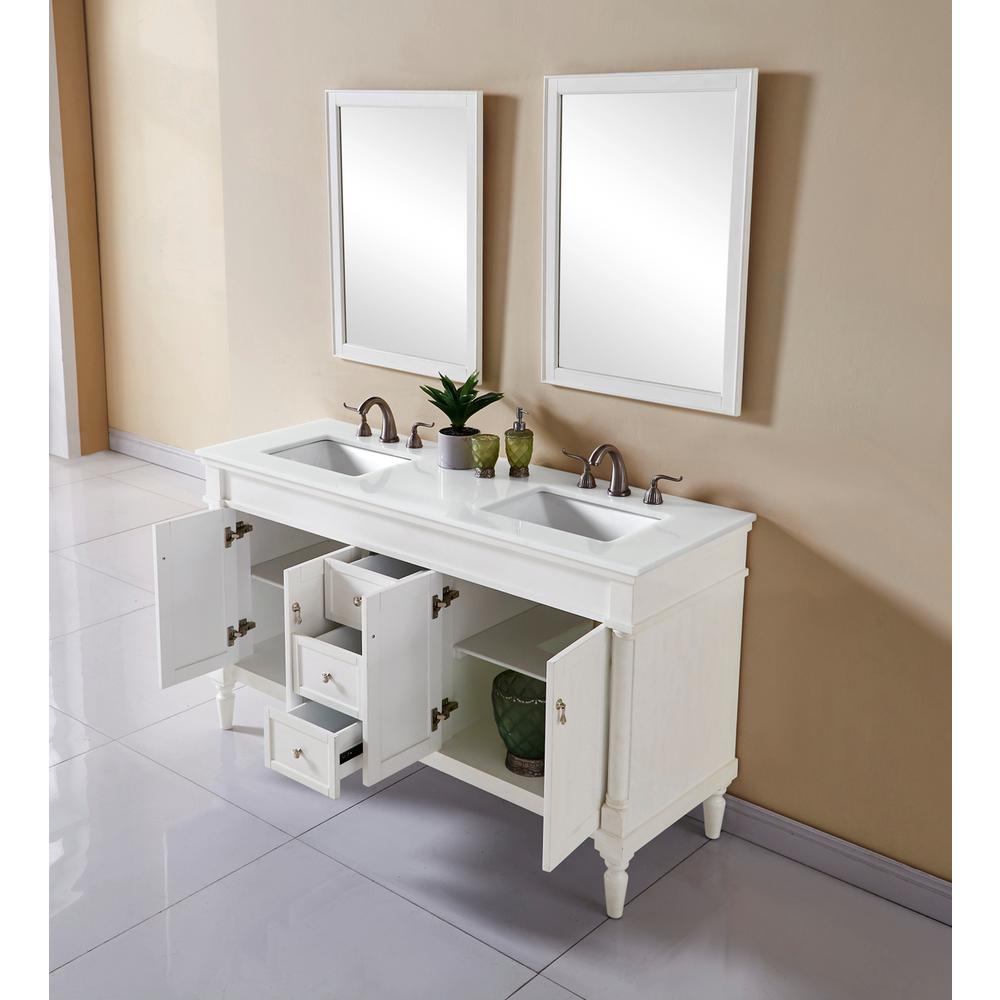 60 inch Single Bathroom vanity in Antique White. Picture 11