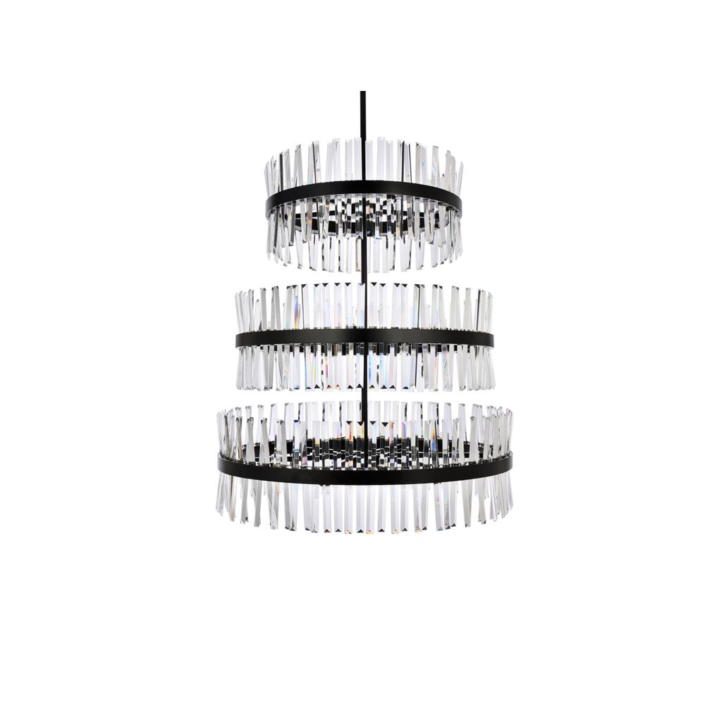 Serephina 36 inch 3 tiers crystal round chandelier light in black. Picture 2