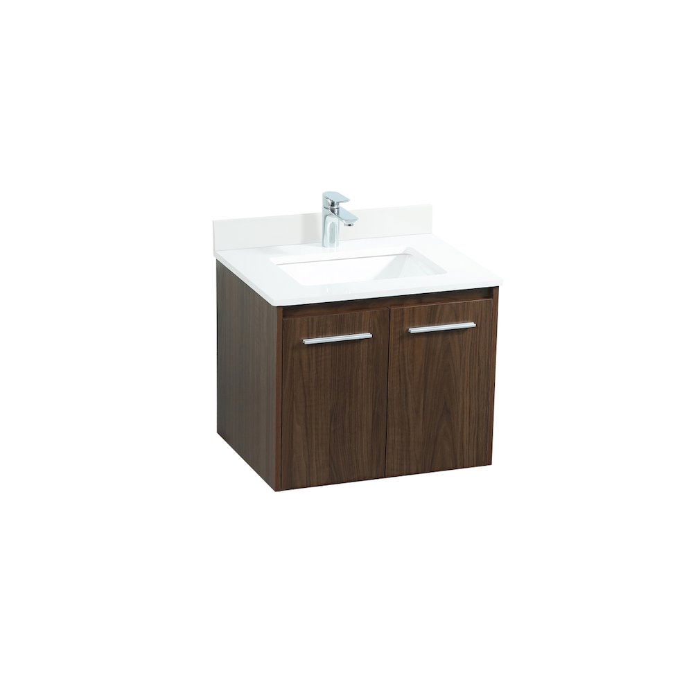 24 Inch Single Bathroom Vanity In Walnut With Backsplash. Picture 9
