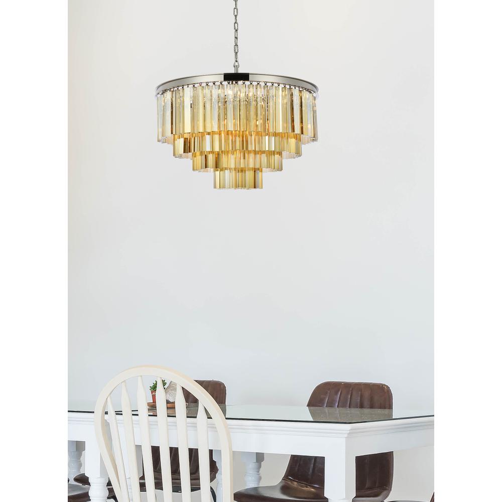 Sydney 17 light polished nickel Chandelier Golden Teak (Smoky) Royal Cut Crystal. Picture 8