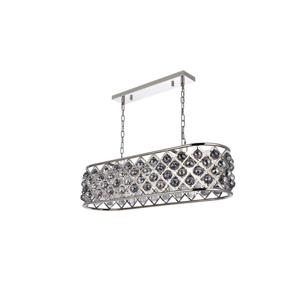 Madison 6 light polished Nickel Chandelier Silver Shade (Grey) Royal Cut Crystal. Picture 6