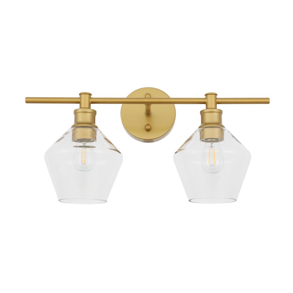 Gene 2 light Brass and Clear glass Wall sconce. Picture 12