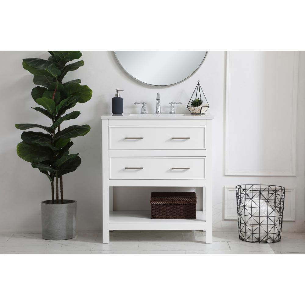 30 inch Single Bathroom Vanity in White. Picture 14