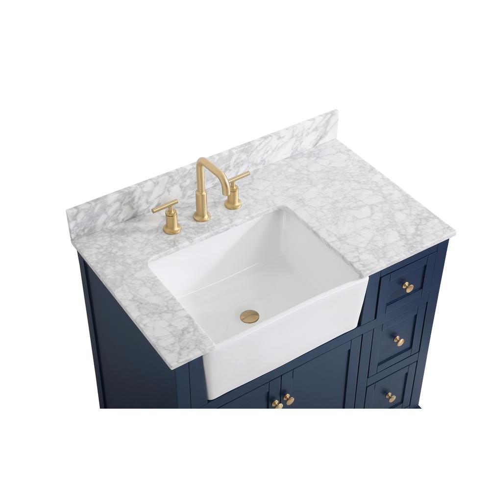 36 inch Single bathroom vanity in blue with backsplash. Picture 10