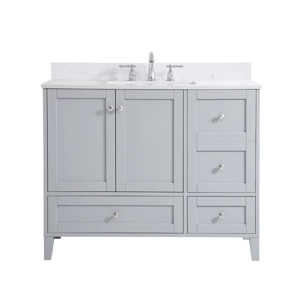 42 inch Single Bathroom Vanity in Grey with Backsplash. Picture 1
