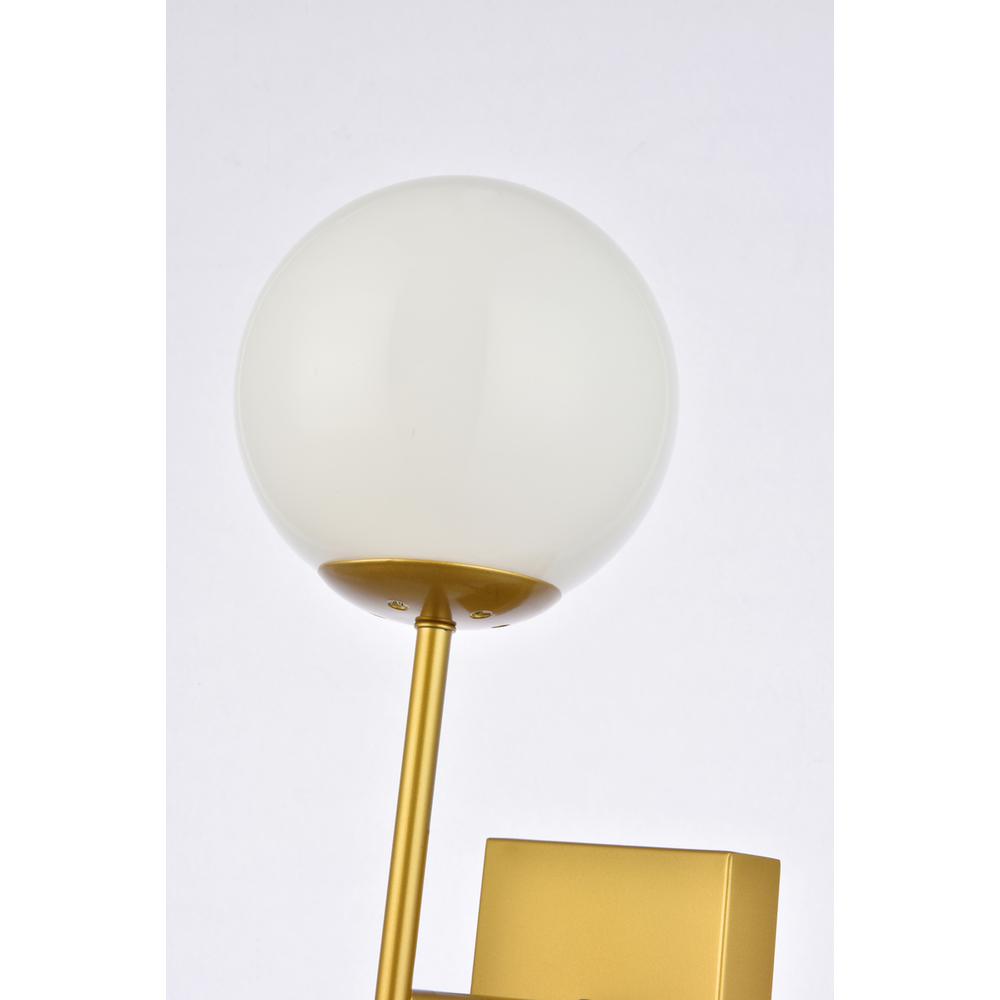 Neri 1 light brass and white glass wall sconce. Picture 3