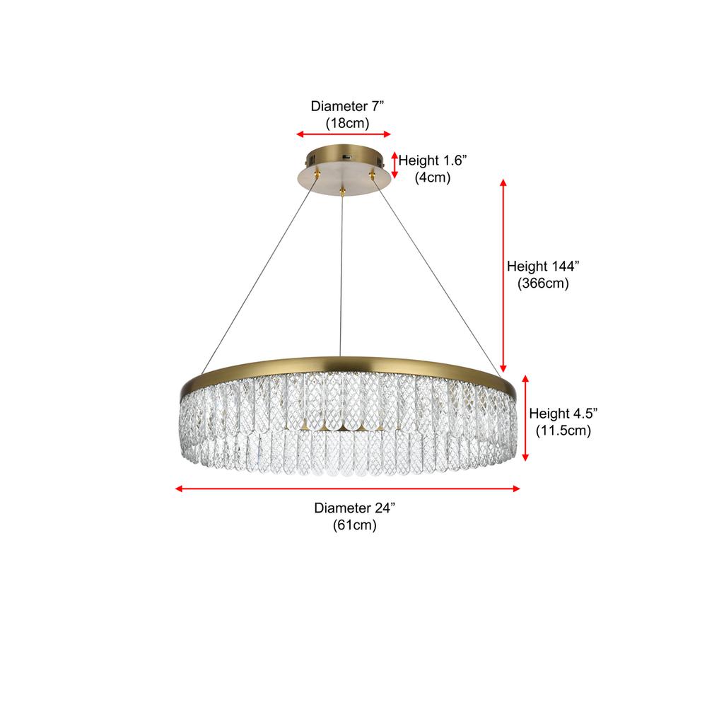 Rune 24 inch Adjustable LED chandelier in Satin Gold. Picture 10