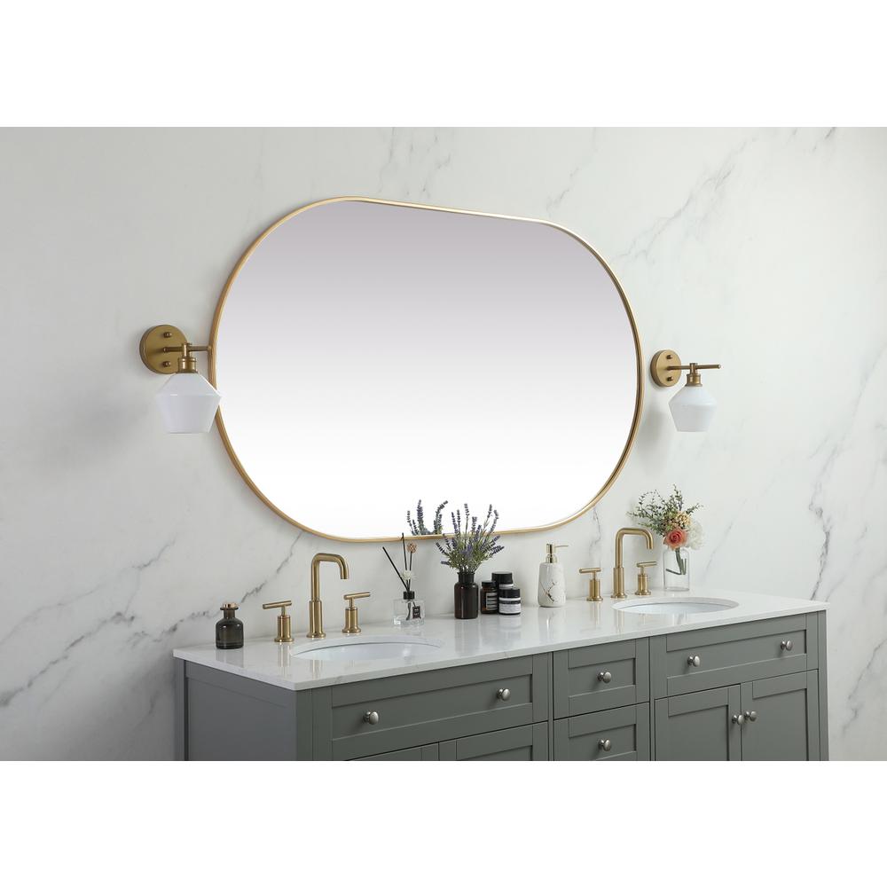 Metal Frame Oval Mirror 36x60 Inch in Brass. Picture 2