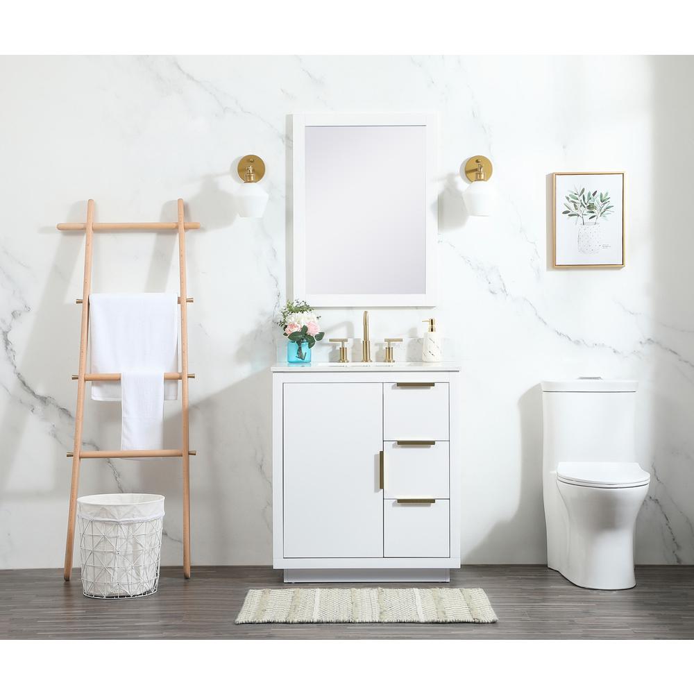 30 inch Single bathroom vanity in white with backsplash. Picture 4