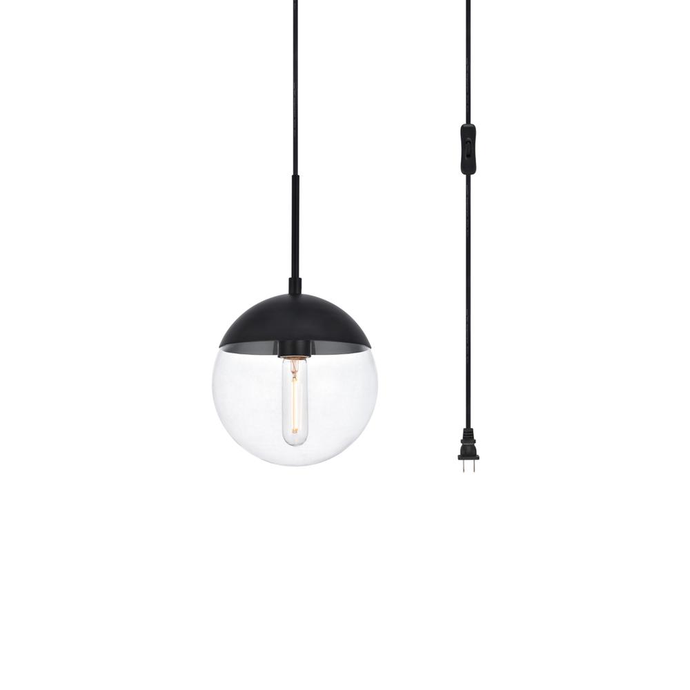 Eclipse 1 Light Black plug in pendant With Clear Glass. Picture 2