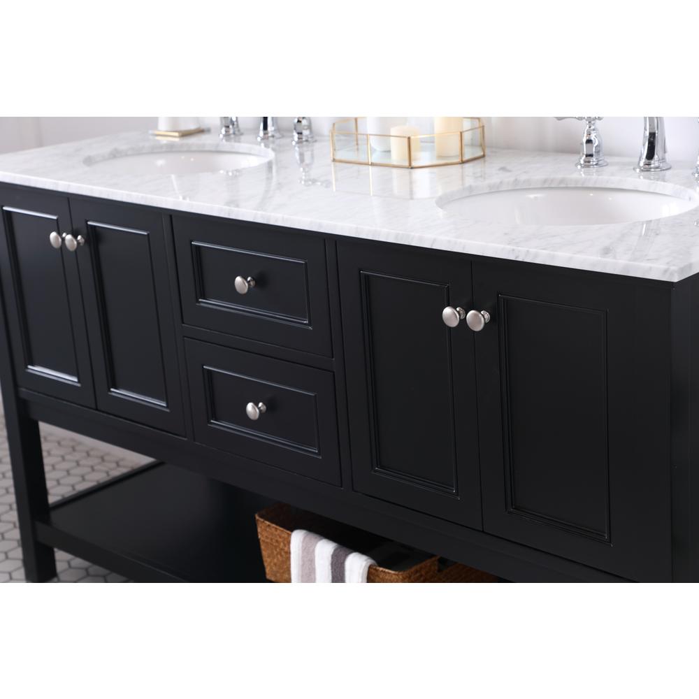 60 in. double sink bathroom vanity set in Black. Picture 5