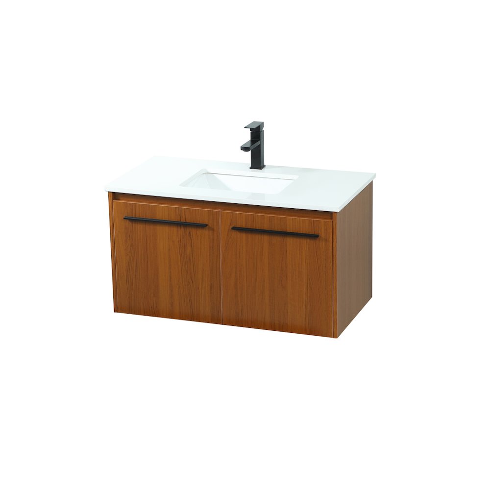 36 Inch Single Bathroom Vanity In Teak. Picture 9
