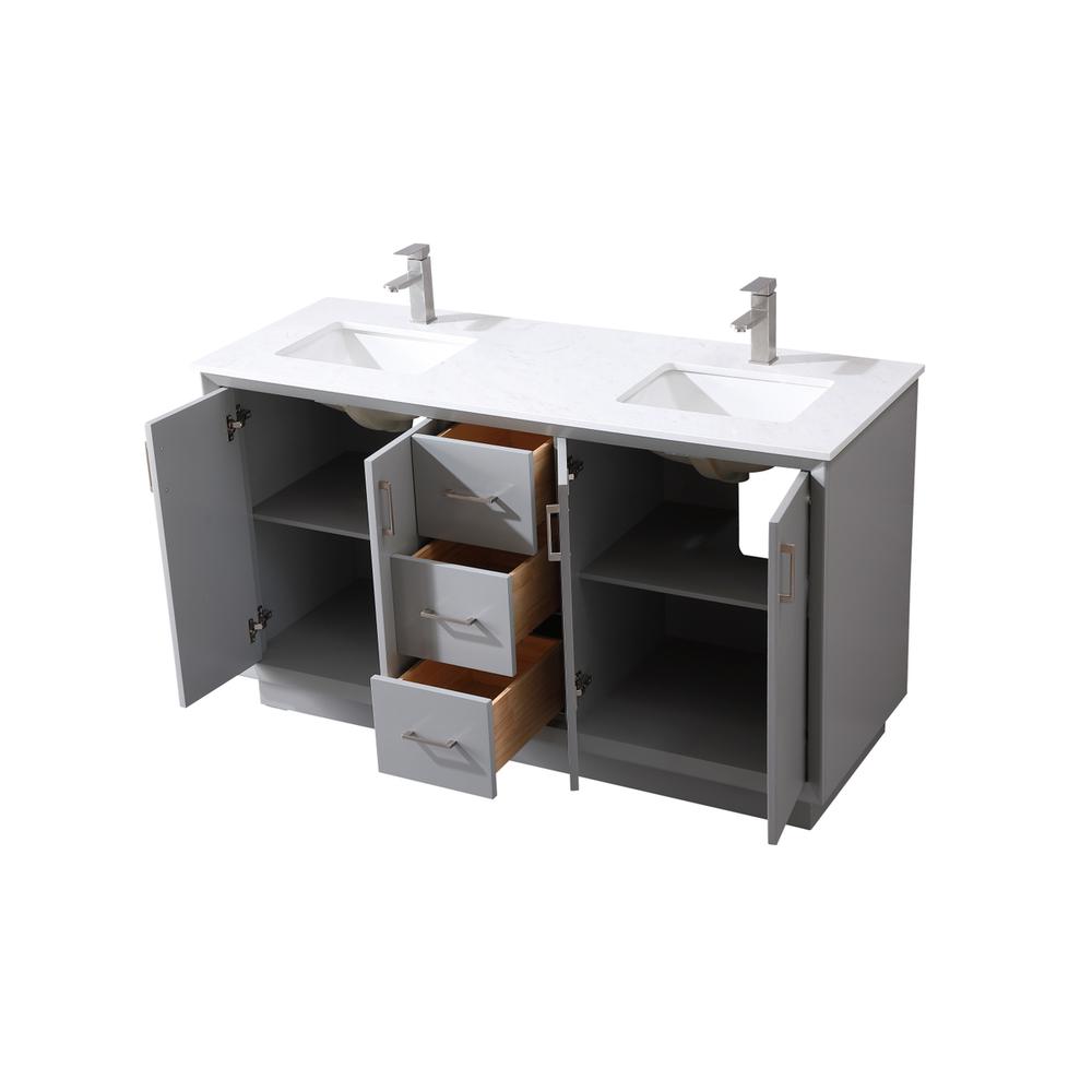 60 Inch Double Bathroom Vanity In Grey. Picture 9