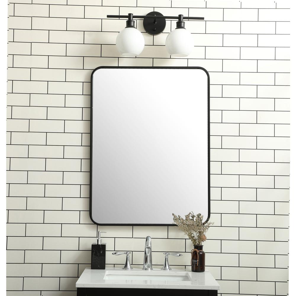 Soft corner metal rectangular mirror 24x32 inch in black. Picture 9