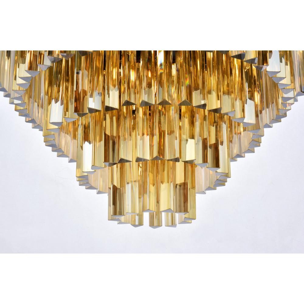 Sydney 17 light Matte Black Flush Mount Golden Teak (Smoky) Royal Cut Crystal. Picture 3