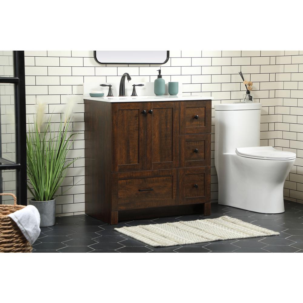 32 inch Single bathroom vanity in expresso with backsplash. Picture 2