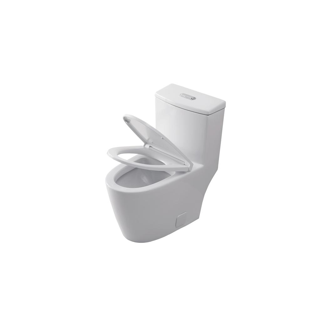 Winslet One-piece elongated Toilet 28x16x29 in White. Picture 11