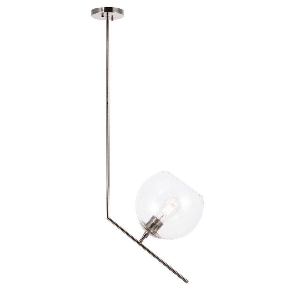 Ryland 1 Light Chrome And Clear Glass Pendant. Picture 1