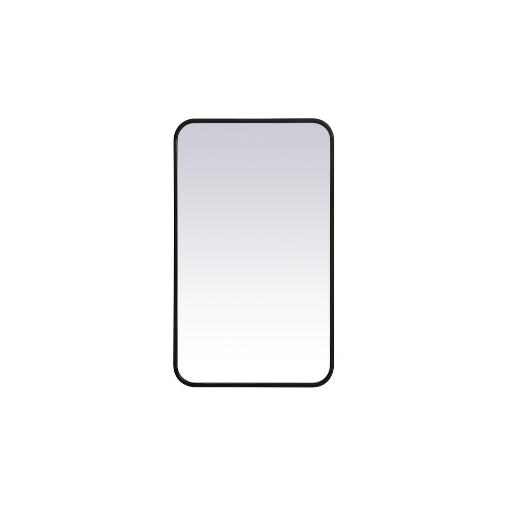 Soft corner metal rectangular mirror 18x30 inch in Black. Picture 1
