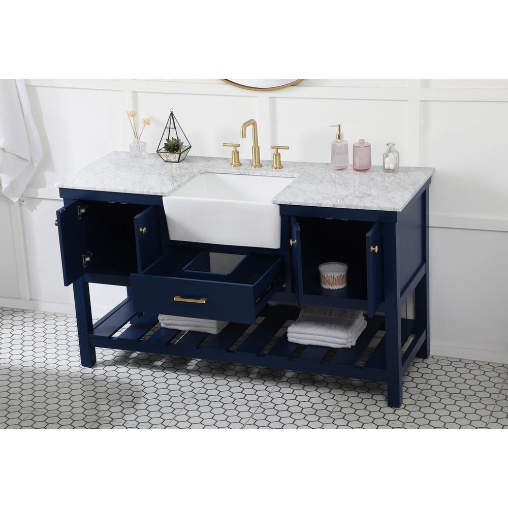 60 inch Single bathroom vanity in blue. Picture 3