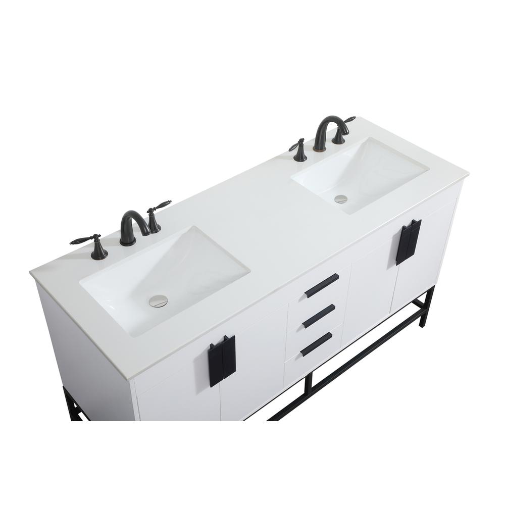 60 inch double bathroom vanity in white. Picture 10