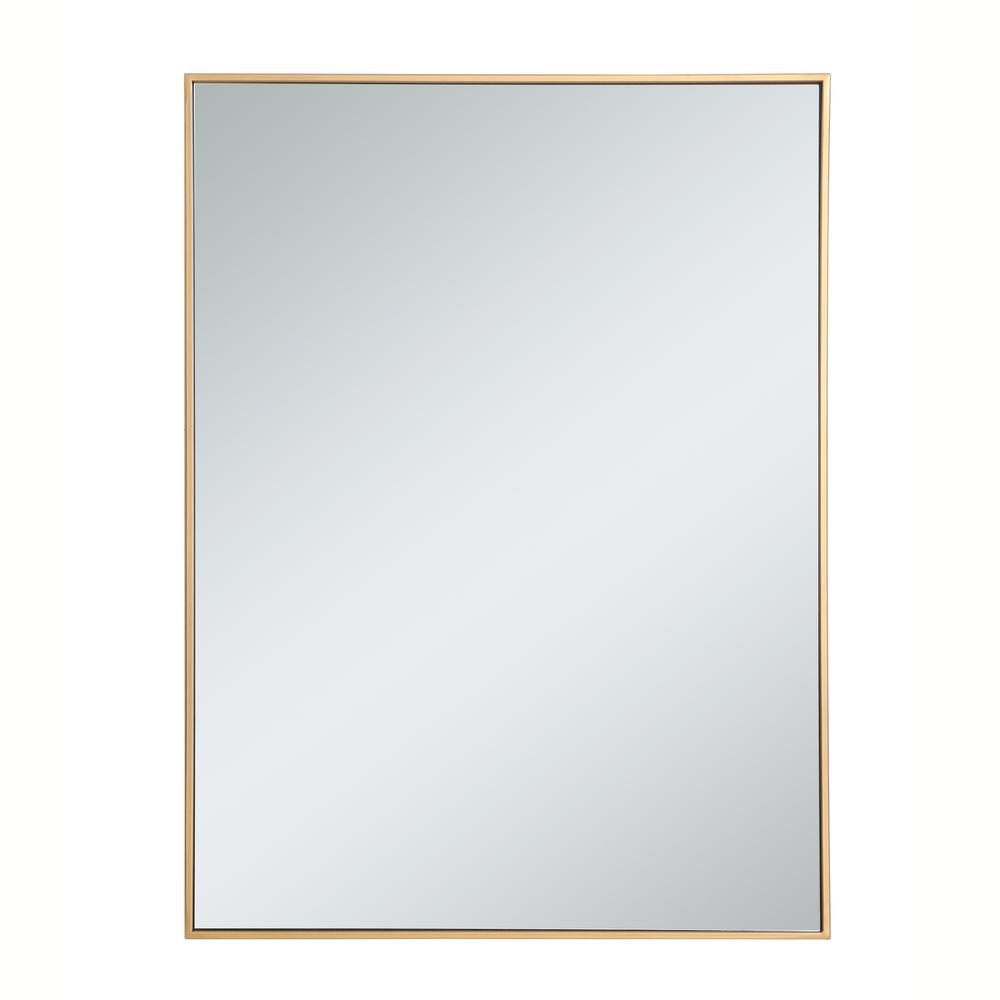 Metal frame rectangle mirror 30 inch in Brass. Picture 1