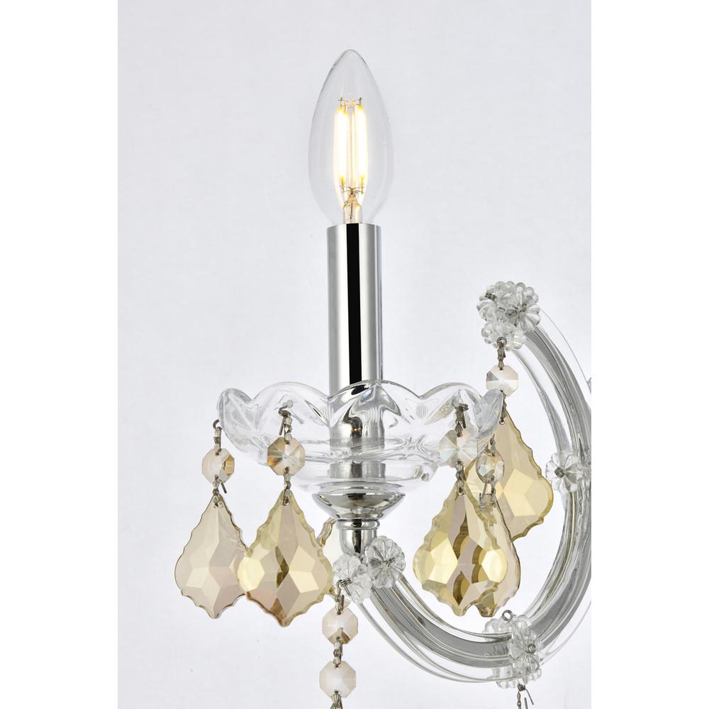 Maria Theresa 1 light Chrome Wall Sconce Golden Teak (Smoky) Royal Cut Crystal. Picture 3
