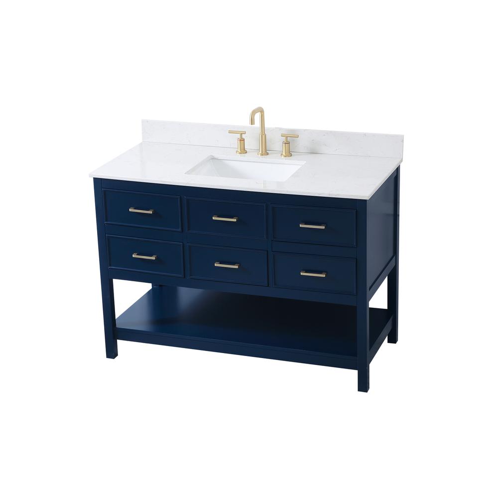 48 inch Single bathroom vanity in blue with backsplash. Picture 8