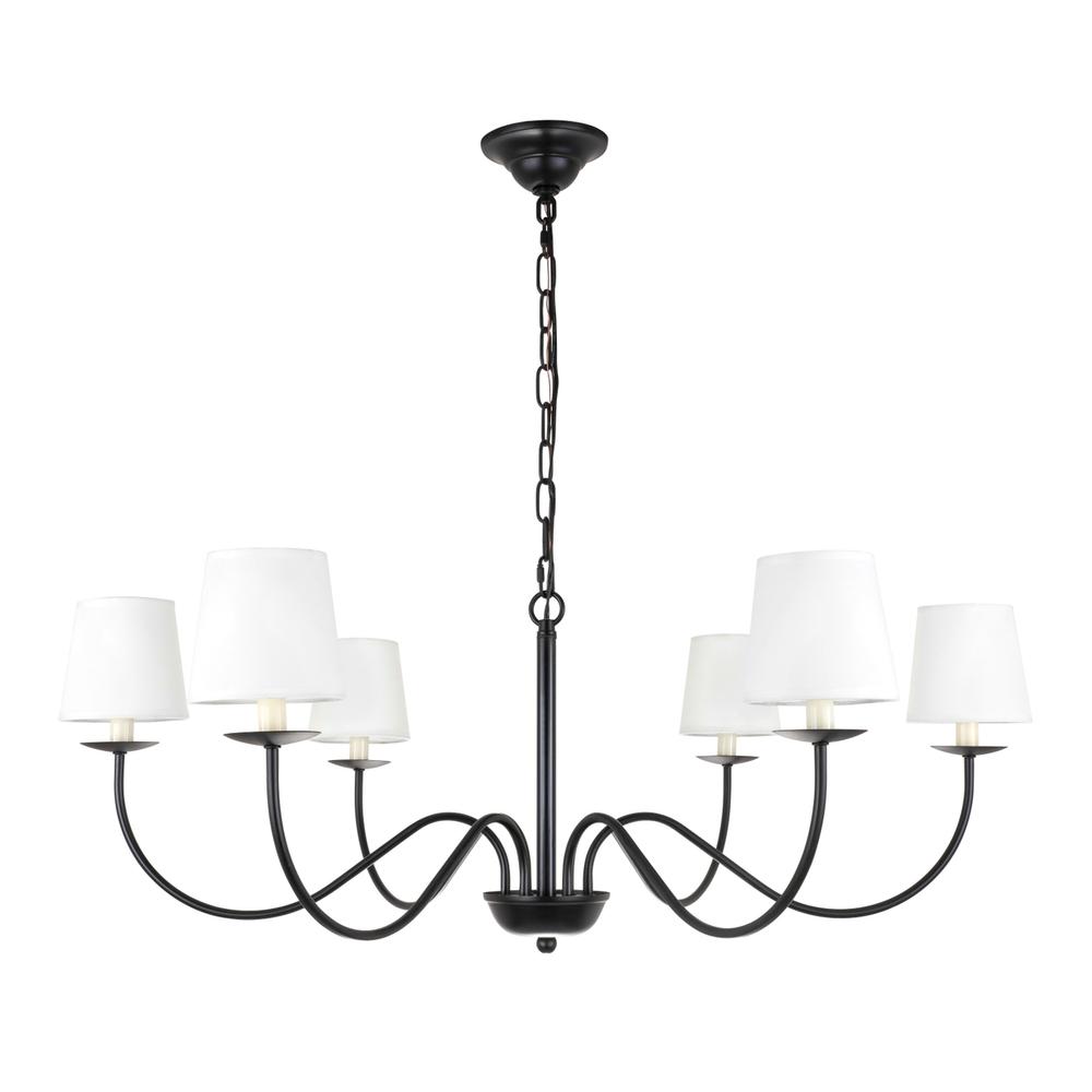 Eclipse 6 light Black and White shade chandelier. Picture 1