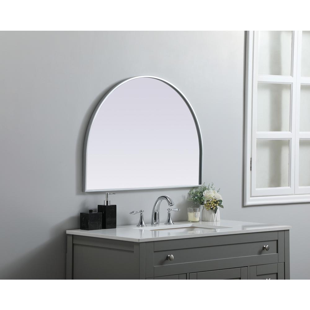 Metal Frame Arch Mirror 33x24 Inch in Silver. Picture 2