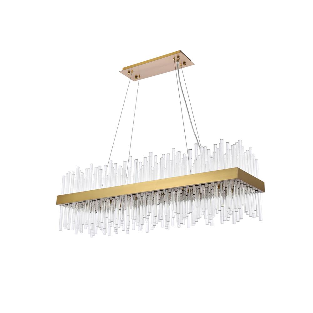 Dallas 42 inch rectangle crystal pendant in satin gold. Picture 6