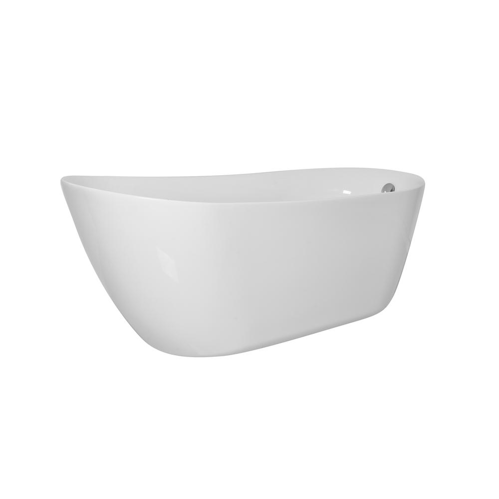 67 inch soaking Single slipper bathtub in glossy white. Picture 7
