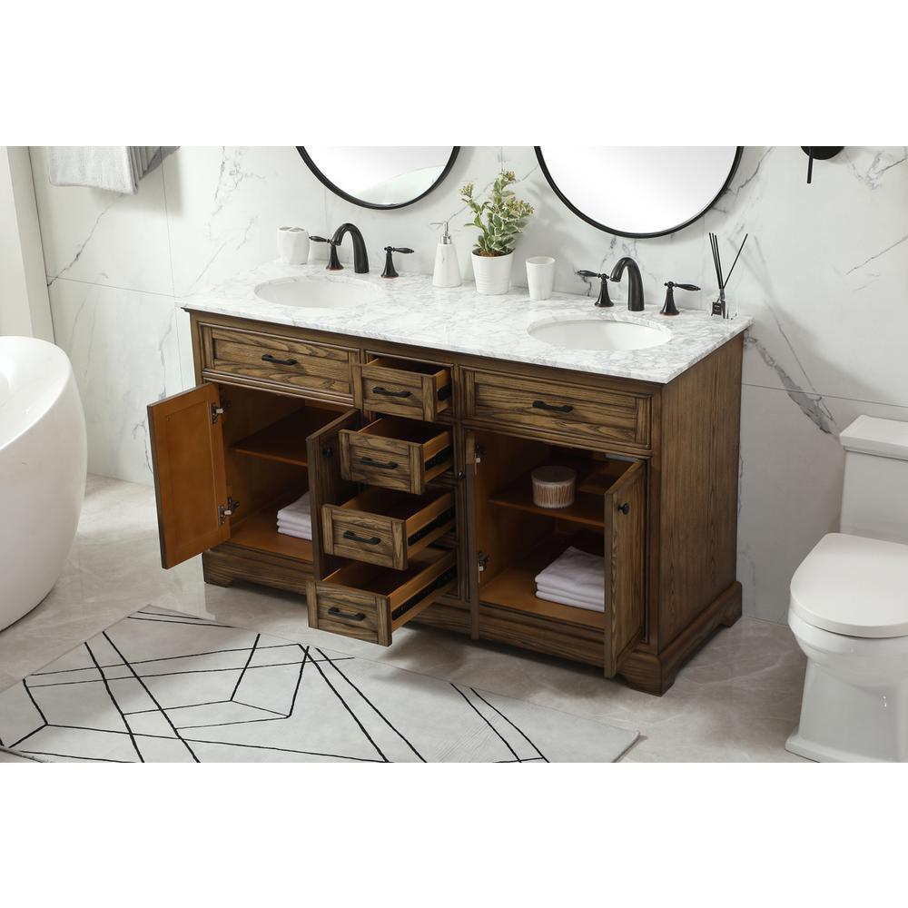 60 inch double bathroom vanity in driftwood. Picture 3