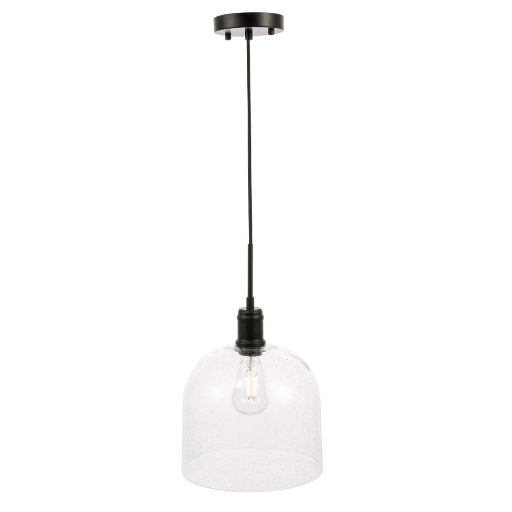Gabe 1 light Black and Clear seeded glass pendant. Picture 6