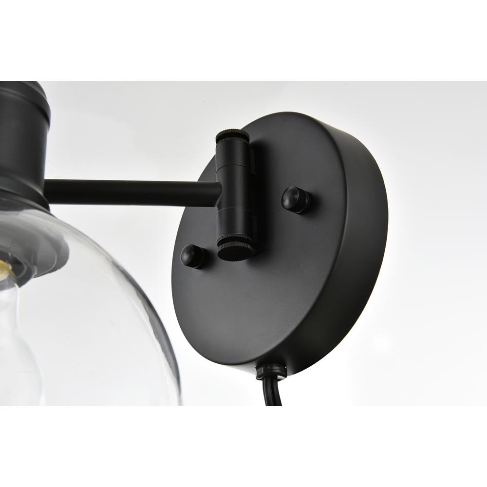 Caspian 1 light Black and Clear swing arm plug in wall sconce. Picture 5
