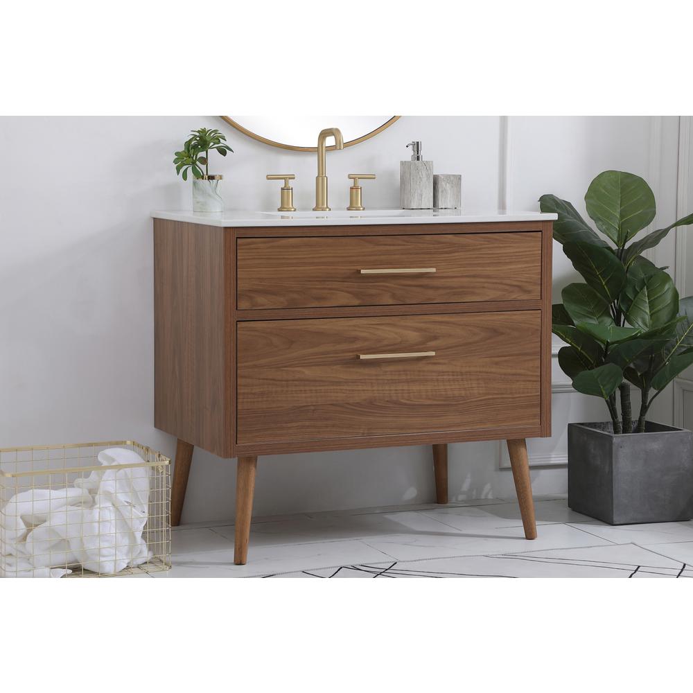 36 inch bathroom vanity in Walnut Brown. Picture 2